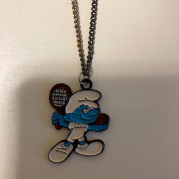 VTG Smurfs tennis player chain necklace - Picture 3 of 8